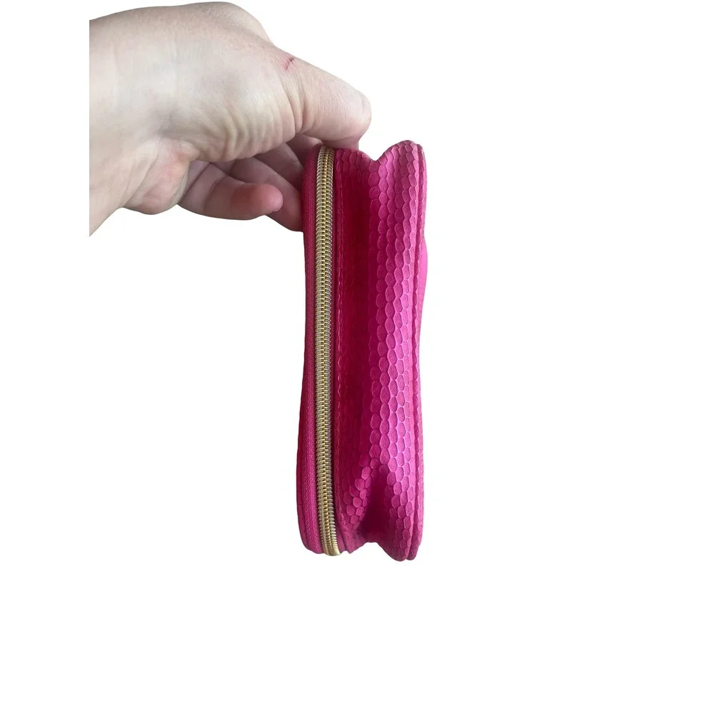 Stephanie Johnson Travel Jewelry Case Pink Textured Faux Leather Blue Velvet OS